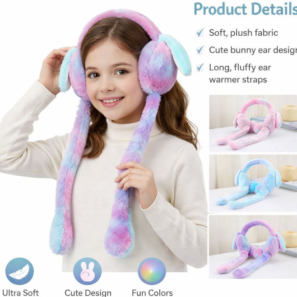 Soft Plush Bunny Ear Design Winter Earmuffs(Random Color)