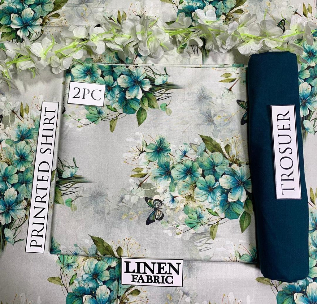 2 Pcs Women's Unstitched Linen Digital Print Suit