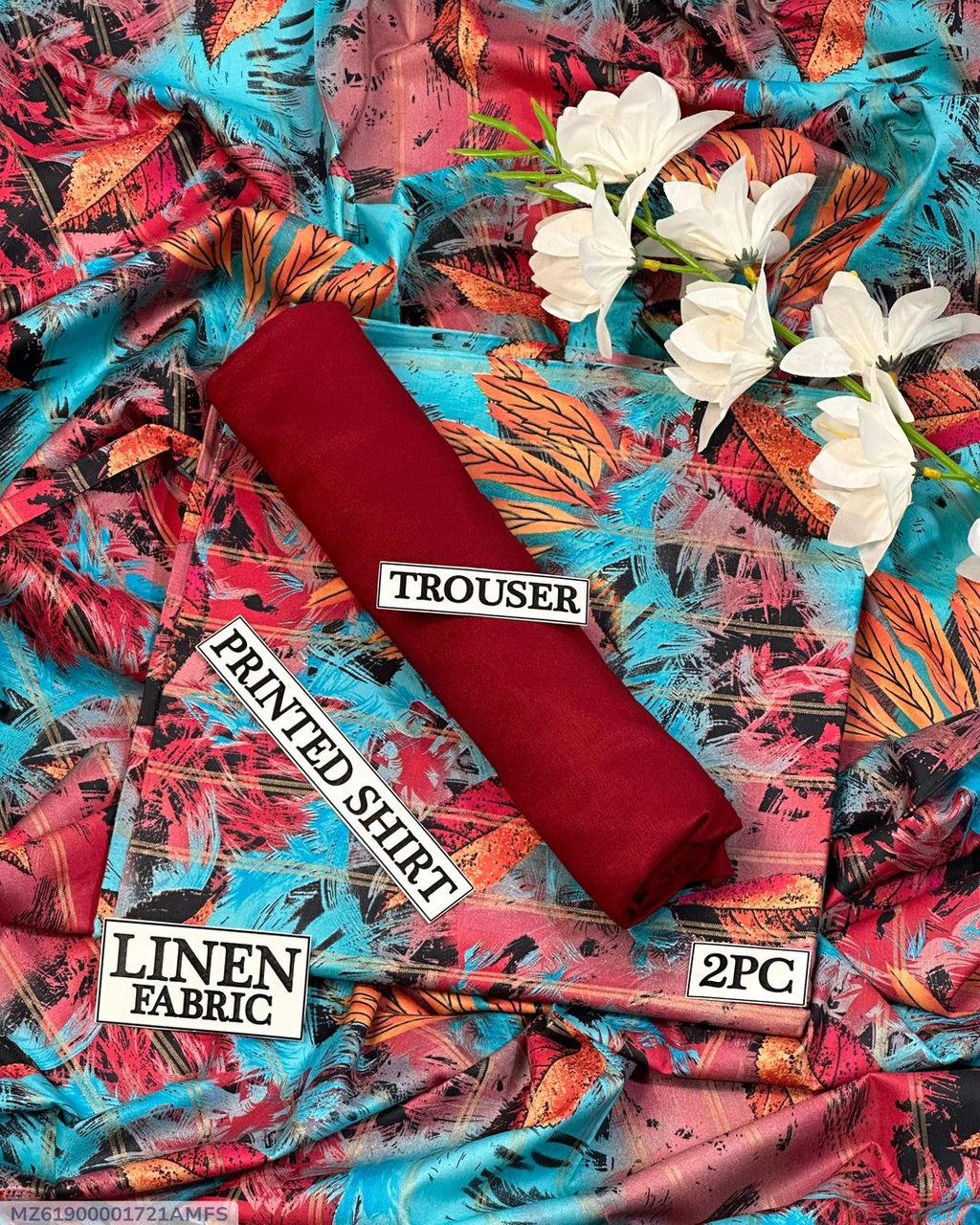 Women Linen Printed Shirt & Trouser Set 2PC