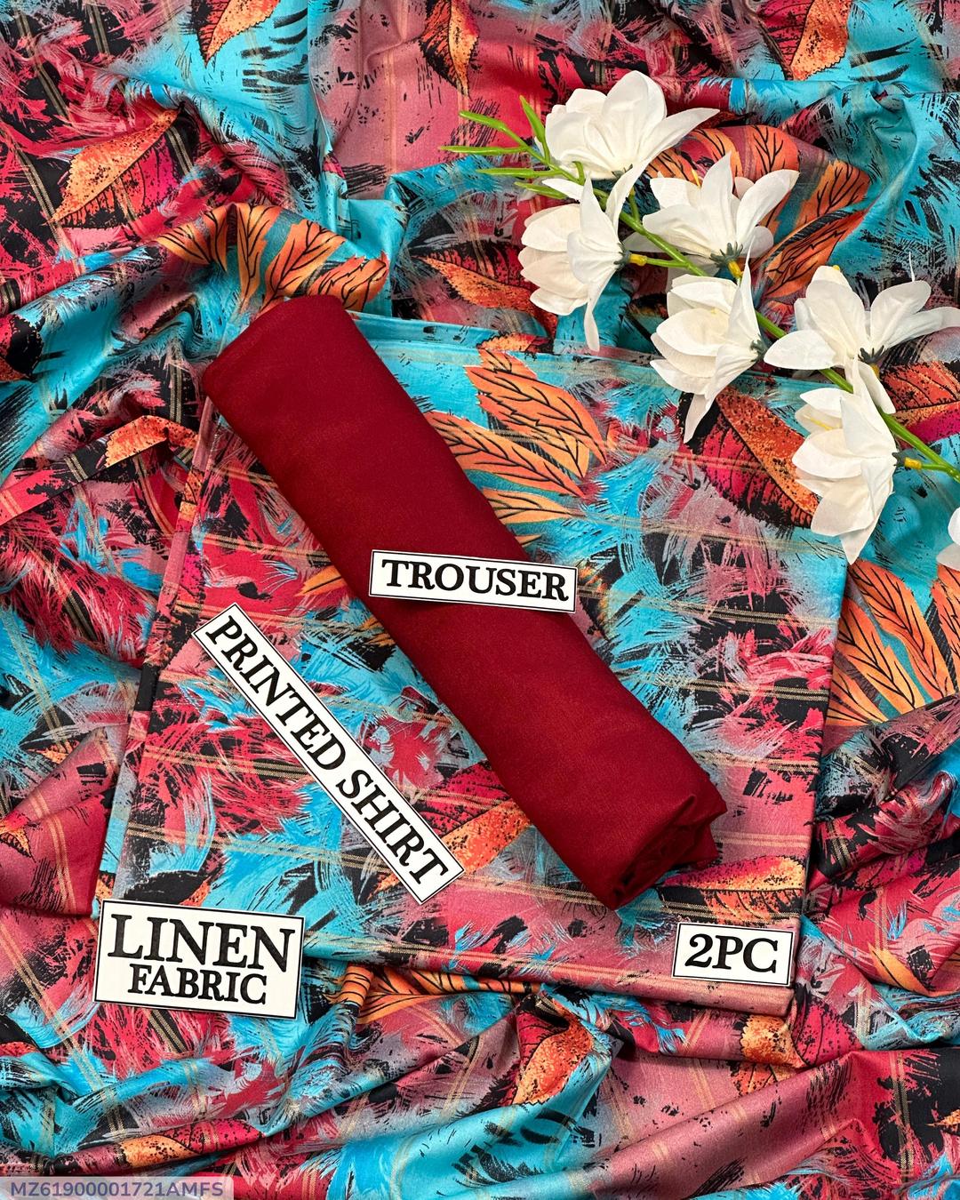Women Linen Printed Shirt & Trouser Set 2PC