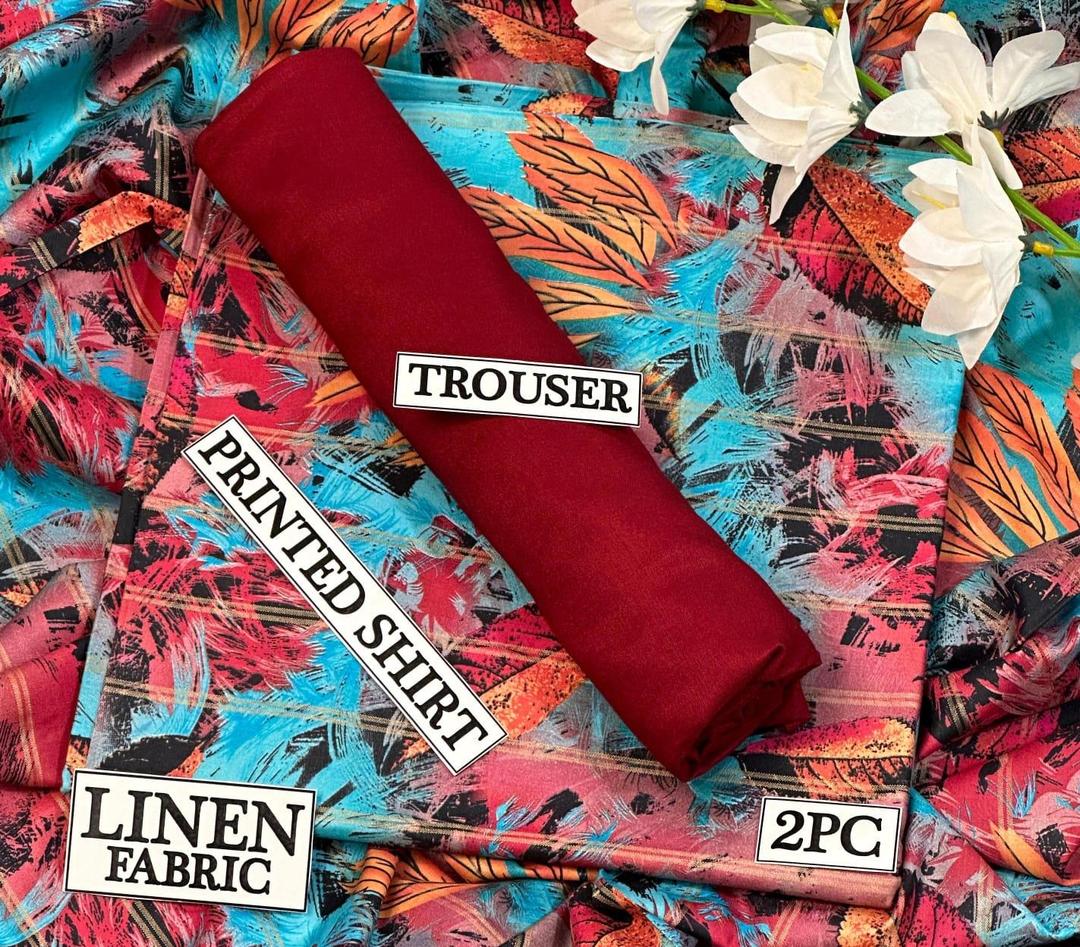 Women Linen Printed Shirt & Trouser Set 2PC