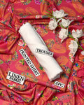 Women Linen Digital Print Suit 2Pc Pink
