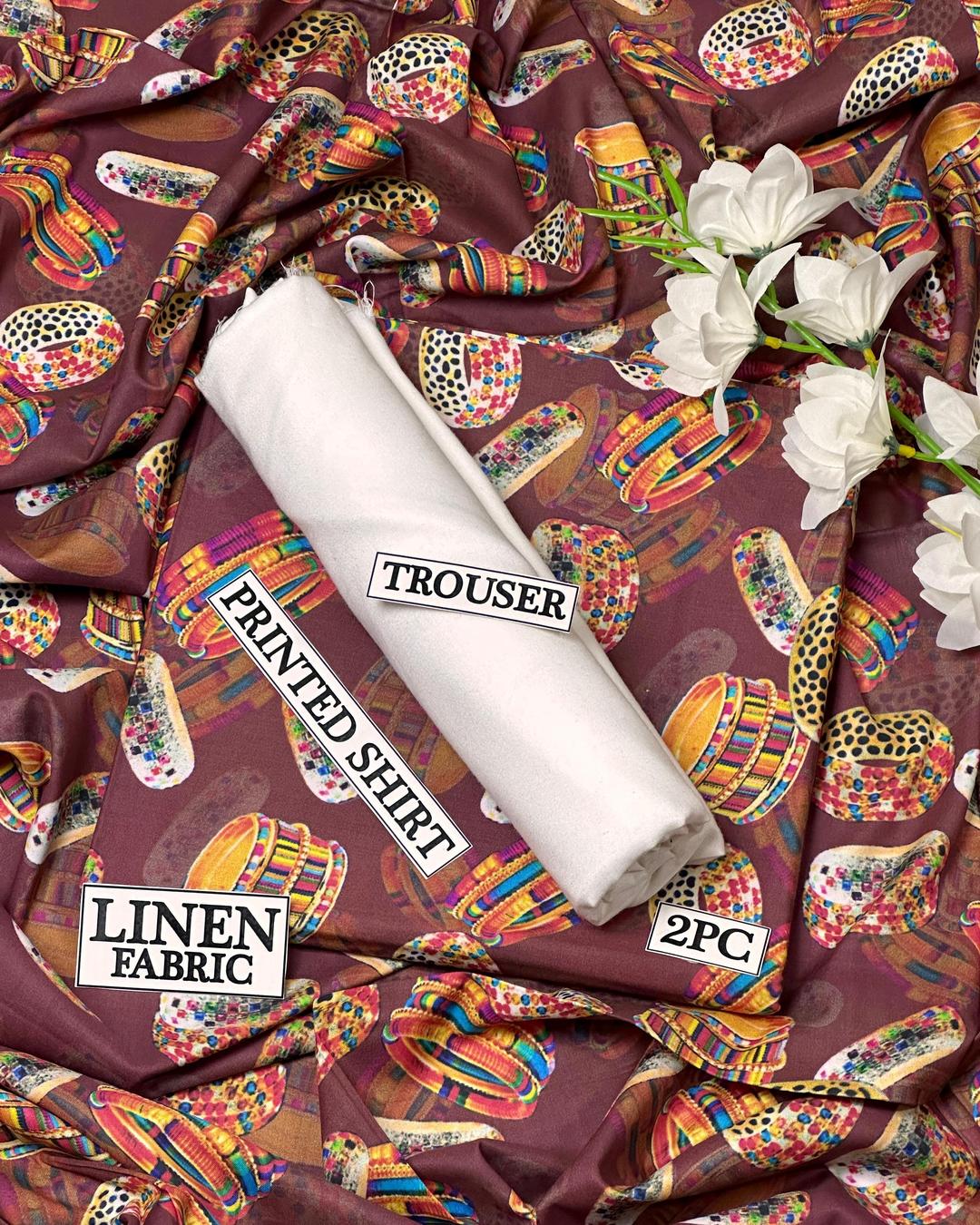 Women Linen Printed Suit Set 2.5m Cut