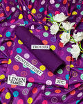 Women's Purple Linen 2-Piece Suit with Button Print