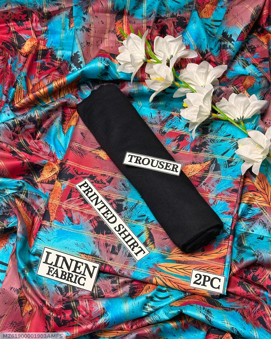 Women Linen Printed Shirt & Trouser Set 2PC