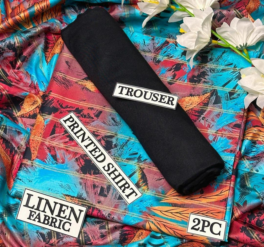 Women Linen Printed Shirt & Trouser Set 2PC