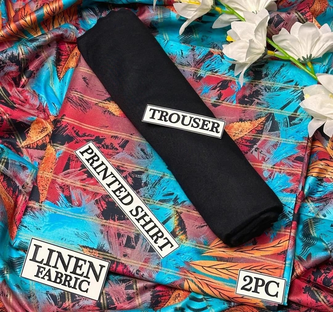 Women Linen Printed Shirt & Trouser Set 2PC